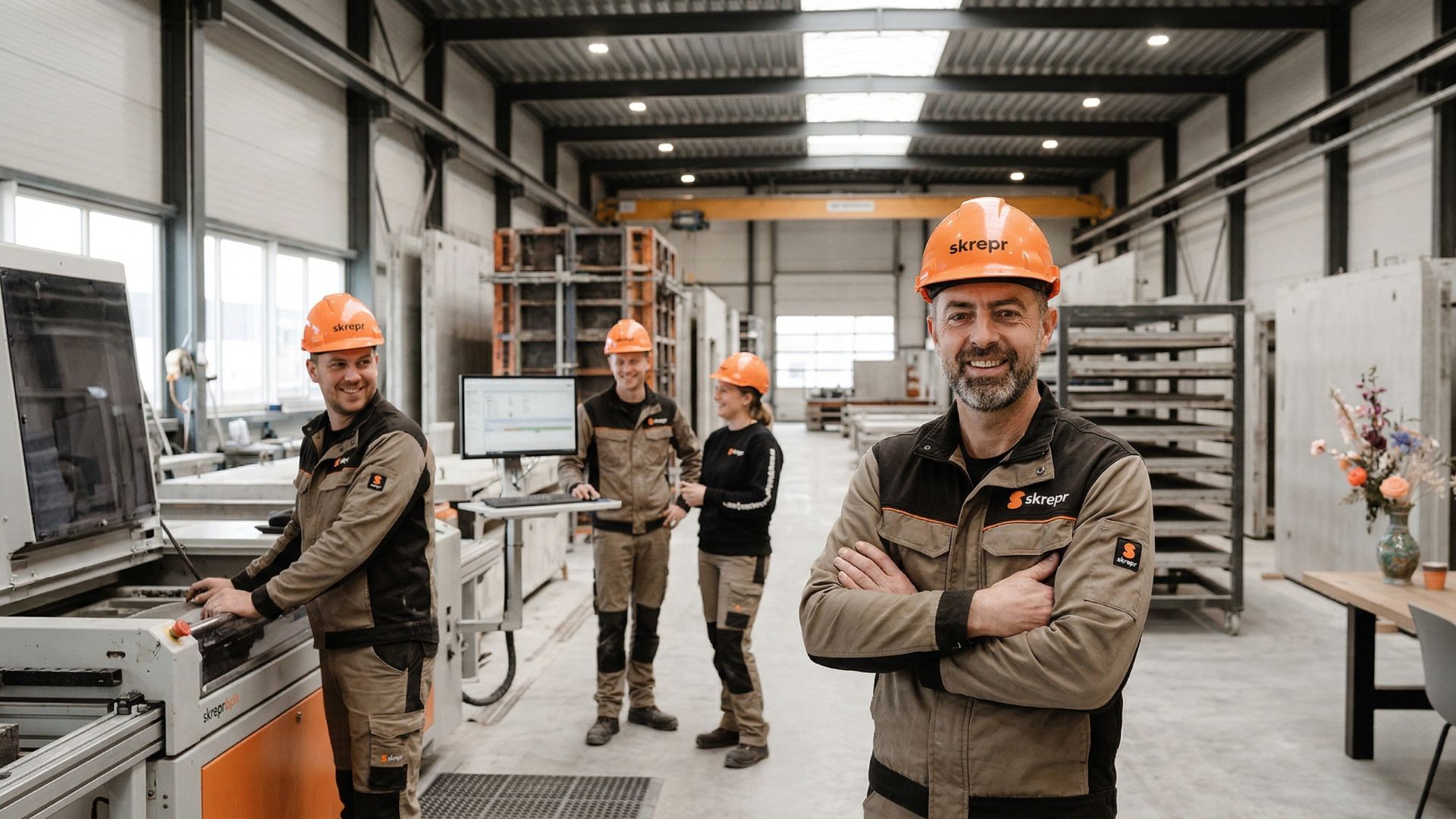 Productielijn in een Nederlandse prefab-fabriek met elementen in productie